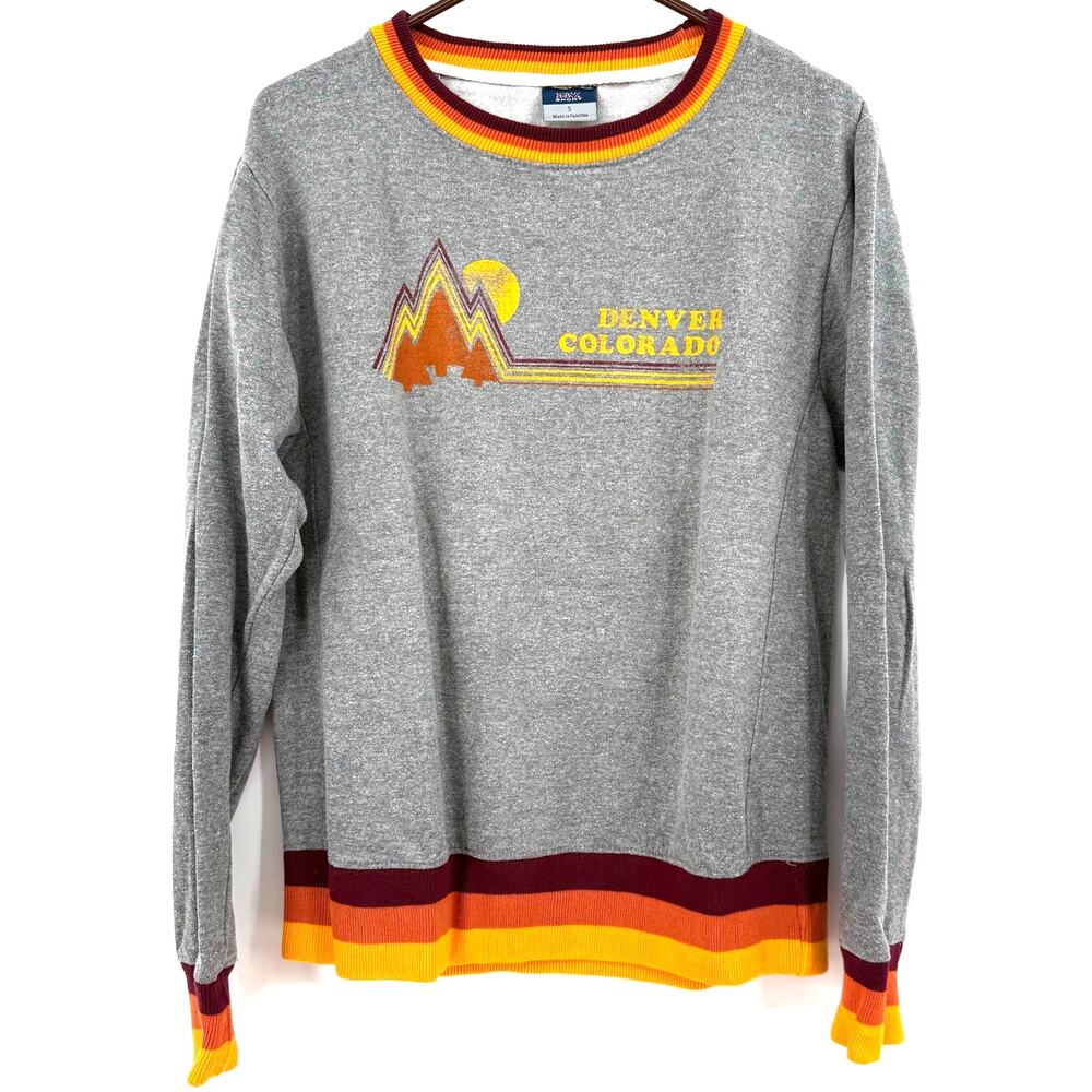 Denver Colorado MV‎ Sport Size Small Crew Neck Pullover Sweatshirt Gray Orange